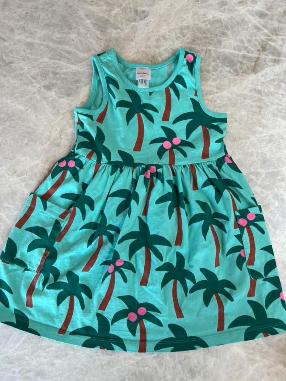Hanna Andersson sleeveless playground dress with pockets palm tree